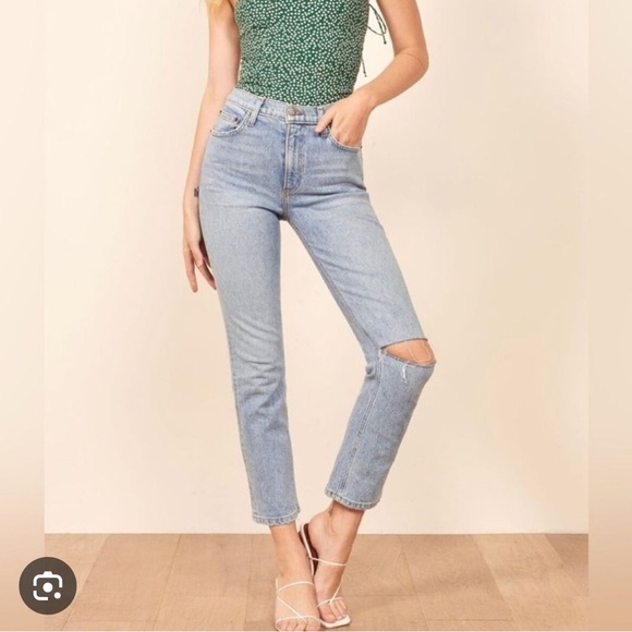 Reformation Liza High Rise Straight Crop Jeans in Montego Wash Size 27 - Picture 6 of 6